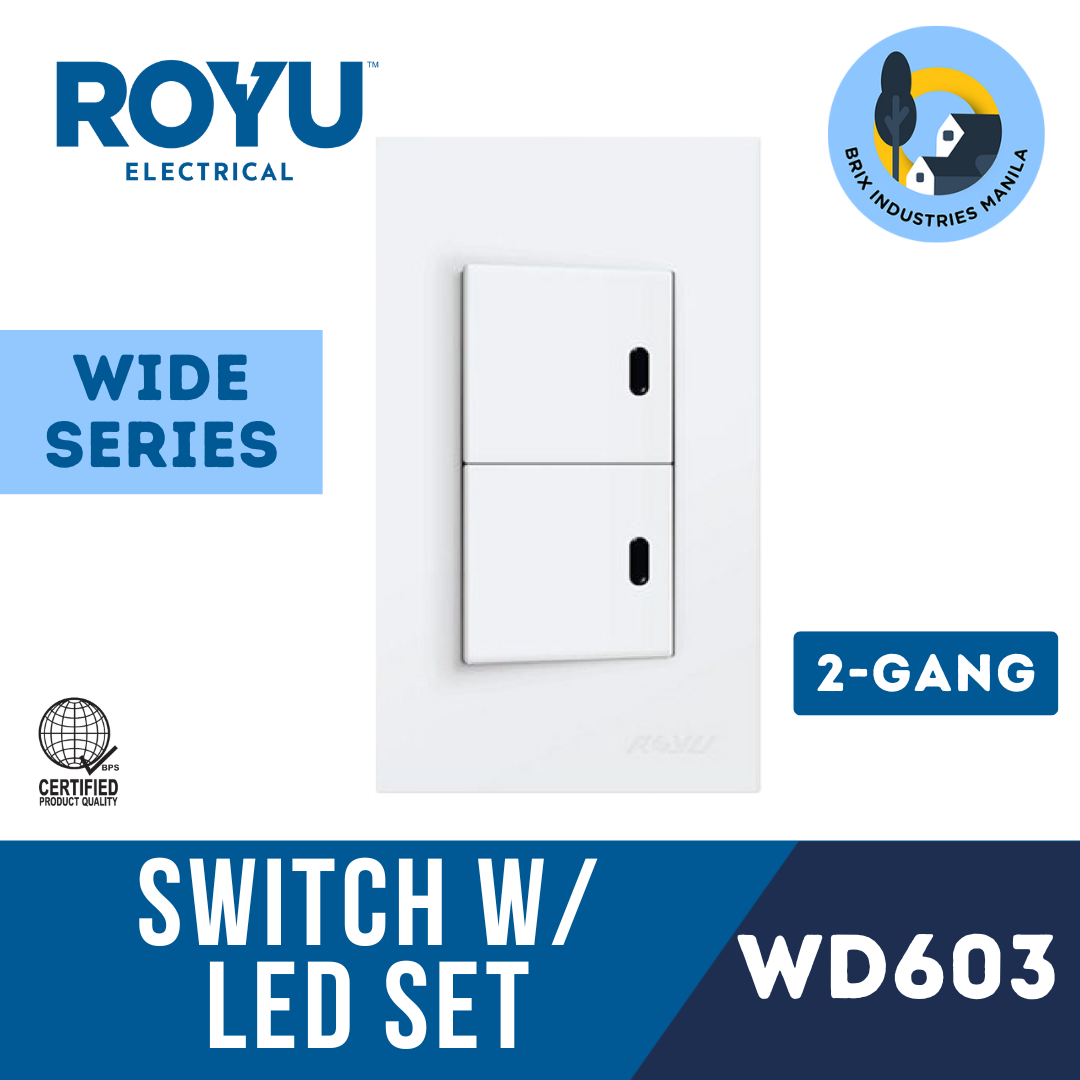 Royu Wide Series 1 Way Switch with LED Set 1 2 3 Gang WD601 WD603 WD605