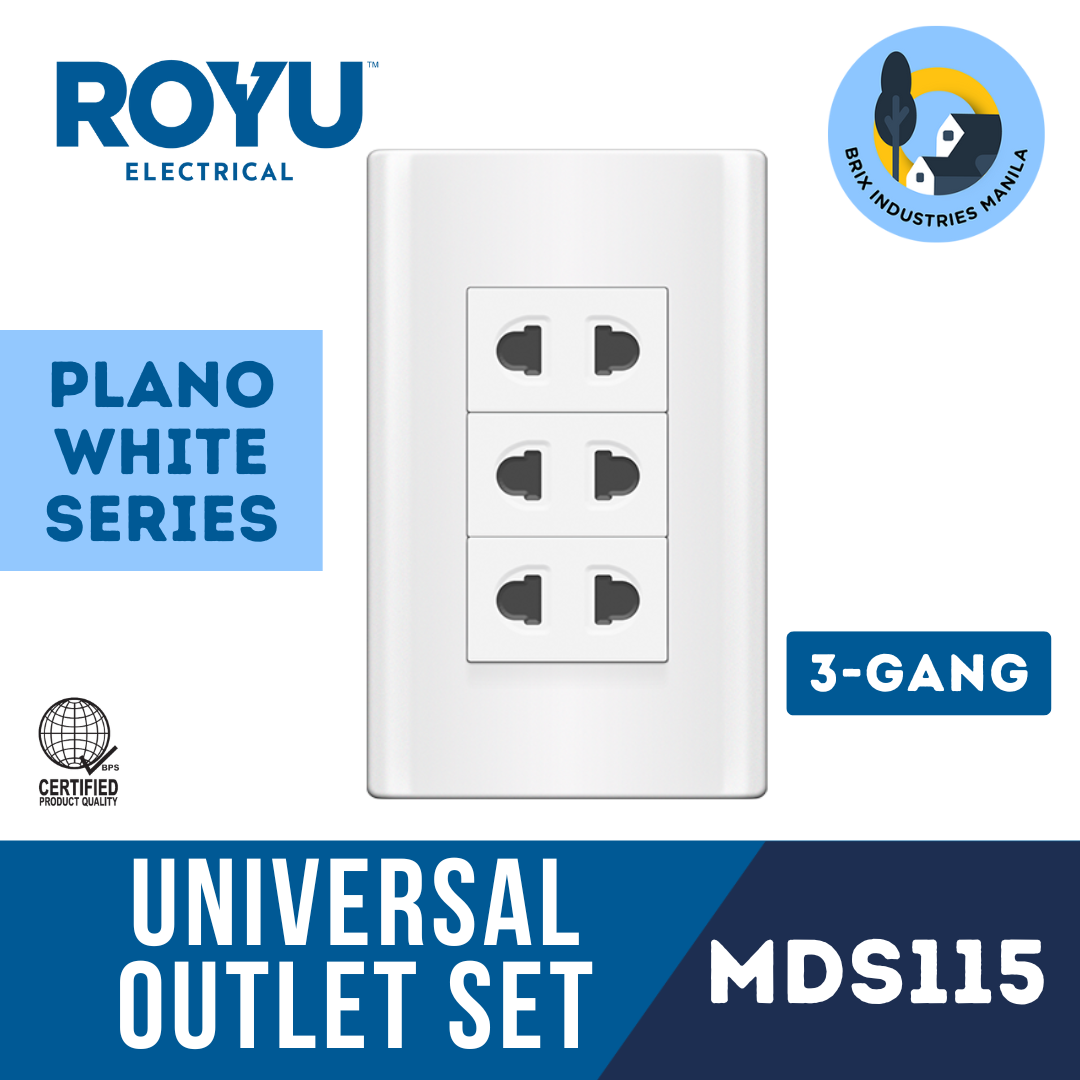 Royu White Plano Series Universal Outlet Set 2 or 3 Gang MDS113 MDS115