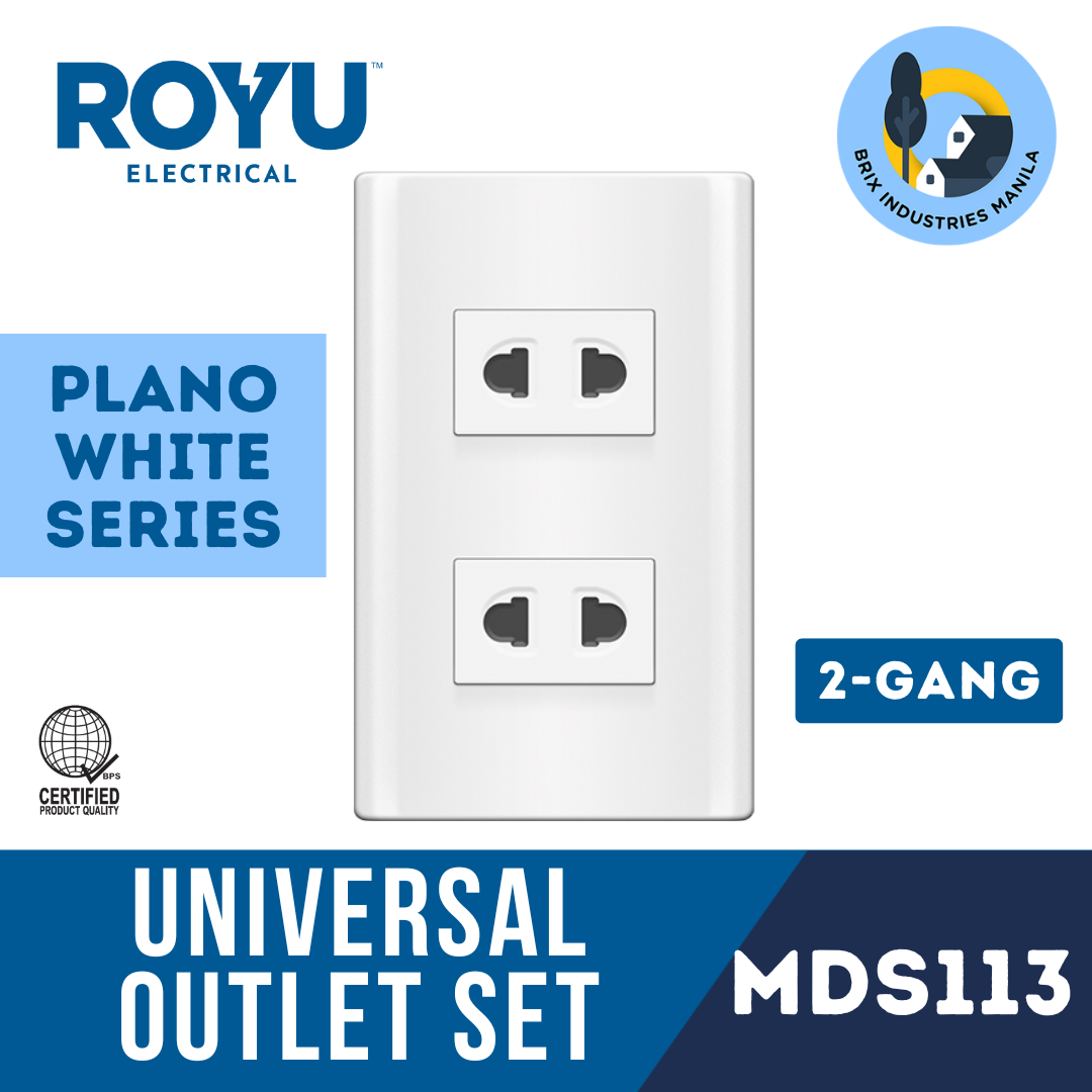 Royu White Plano Series Universal Outlet Set 2 or 3 Gang MDS113 MDS115