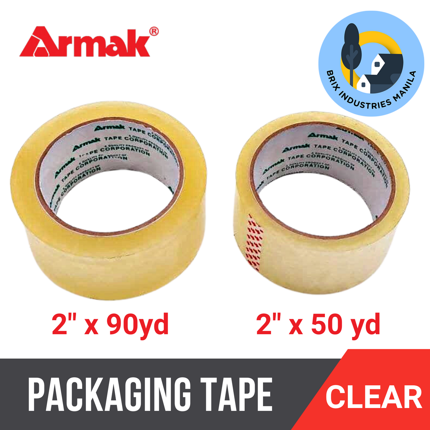 Armak Original Packaging Tape Clear 2 inches x 50 yards or 2 inches x 90 yards