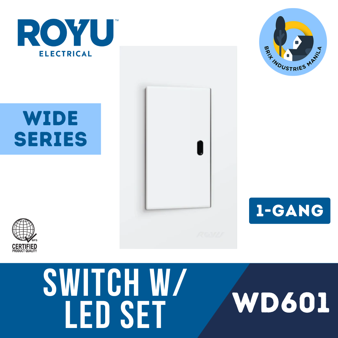Royu Wide Series 1 Way Switch with LED Set 1 2 3 Gang WD601 WD603 WD605