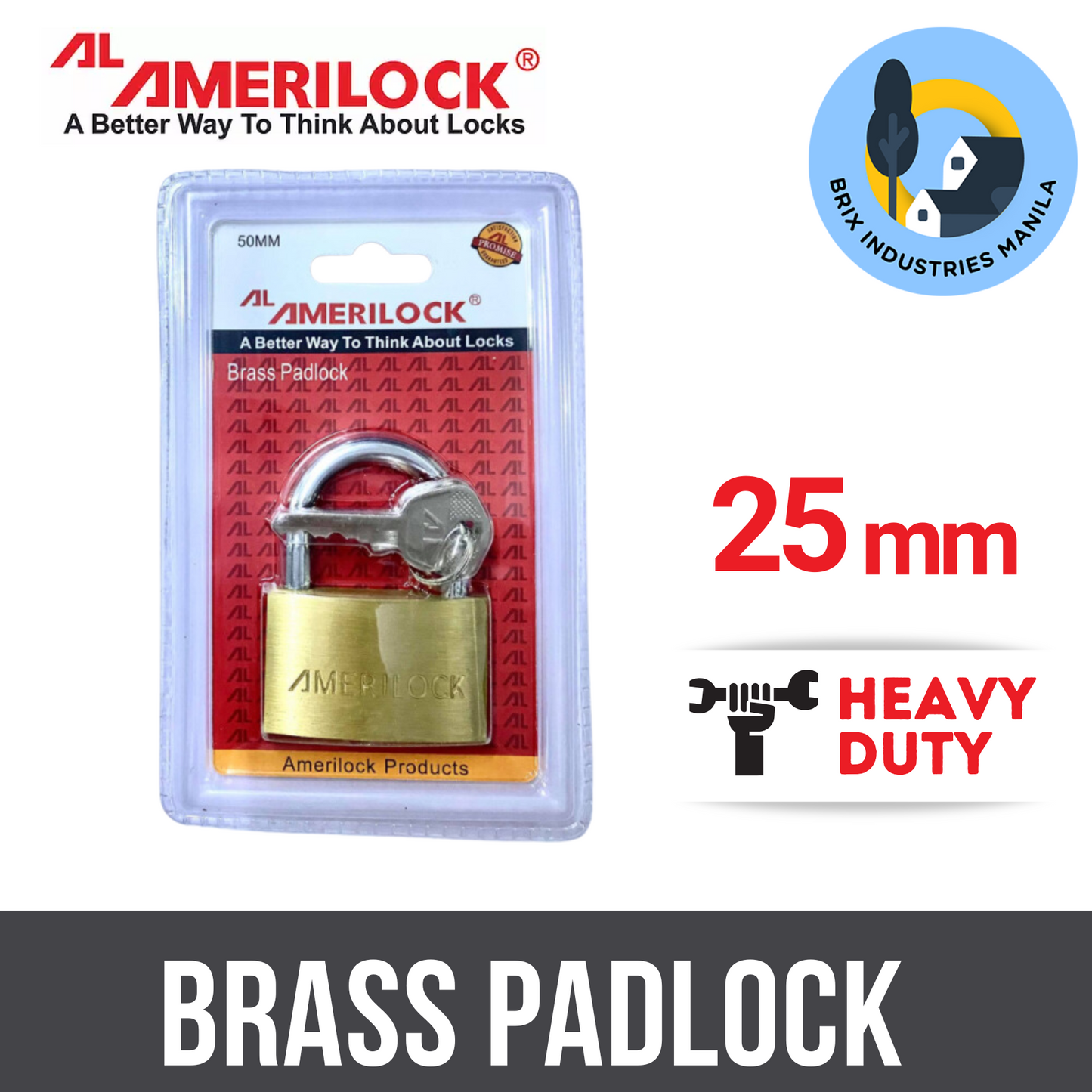 Amerilock Brass Padlock 20mm, 25mm, 30mm, 40mm, 50mm, 60mm Heavy Duty < Brix Industries Manila >