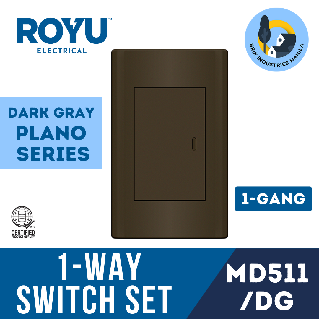 Royu Dark Gray Plano Series 1 Way Switch Set 1 2 or 3 Gang MD511/DG MD513/DG MD515/DG