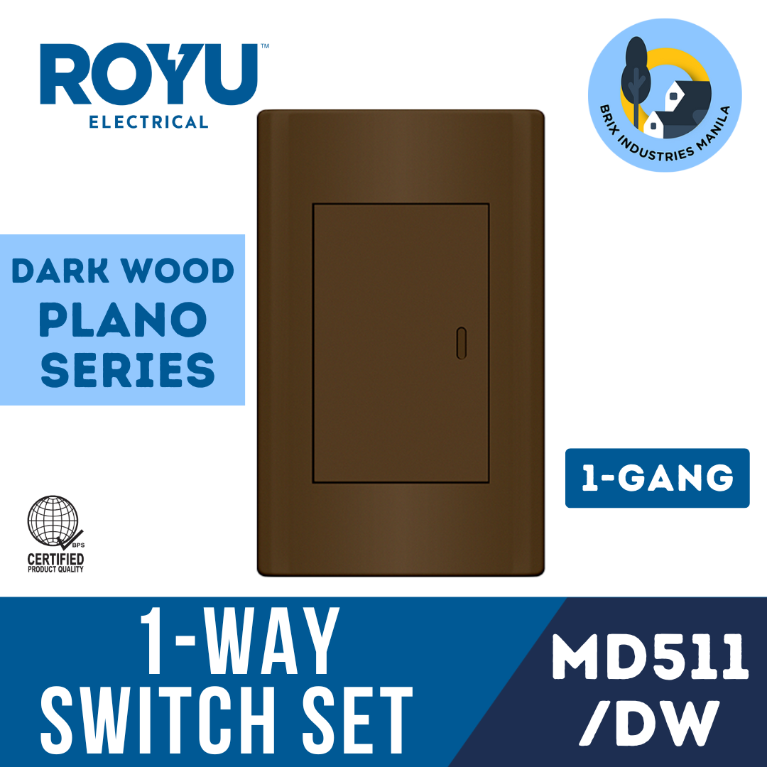 Royu Dark Wood Plano Series 1 Way Switch Set 1 2 or 3 Gang MD511/DW MD513/DW MD515/DW