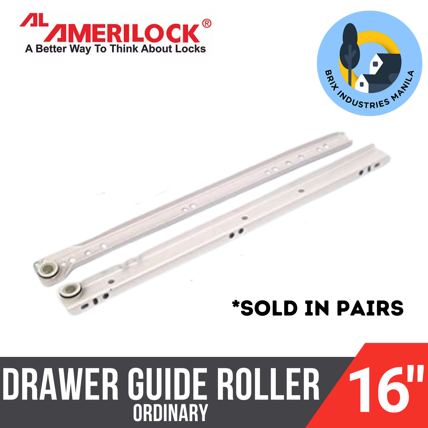 Amerilock Drawer Guide Roller Type Drawer Slide 12" 14" 16" 18" 20" 22" 24"