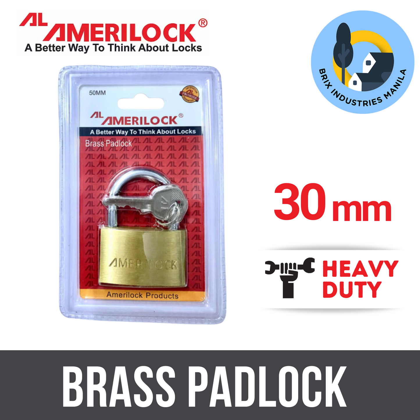 Amerilock Brass Padlock 20mm, 25mm, 30mm, 40mm, 50mm, 60mm Heavy Duty < Brix Industries Manila >