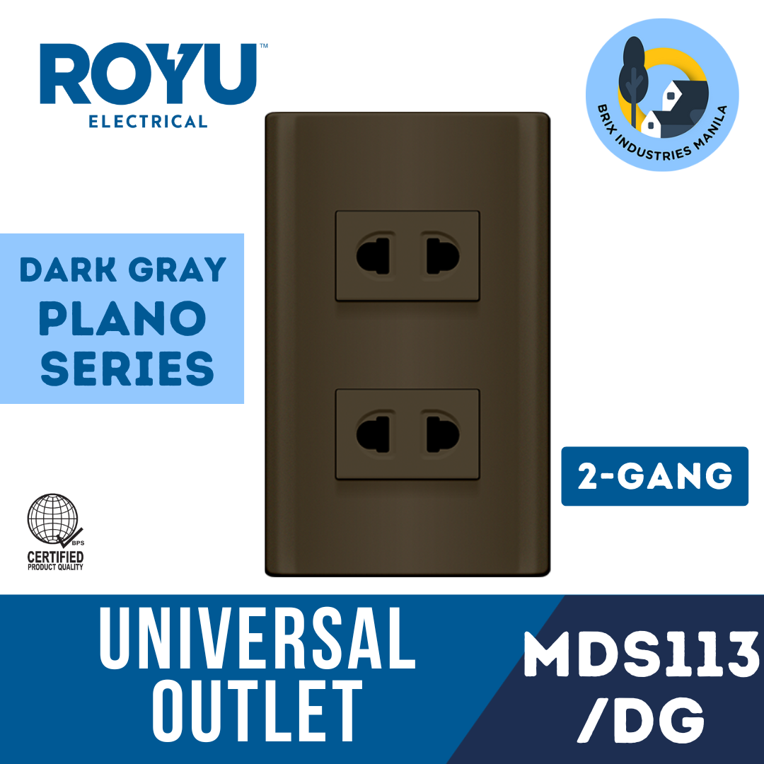 Royu Dark Gray Plano Series Universal Outlet Set 2 or 3 Gang MDS113/DG MDS115/DG