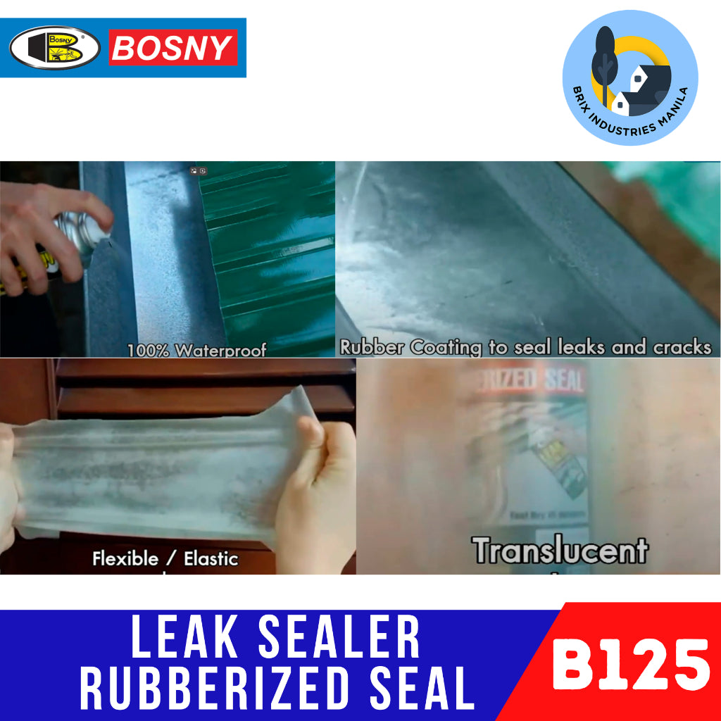 Bosny Leak Sealer Rubberized Seal 600cc B125 Translucent Clear Elastic Flexible Waterproof Brix