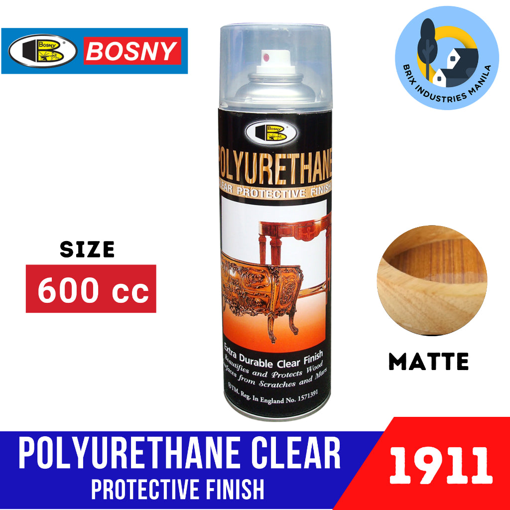 Bosny Polyurethane Clear Protective Finish 600cc 1900 Gloss or 1911 Matte Extra Durable
