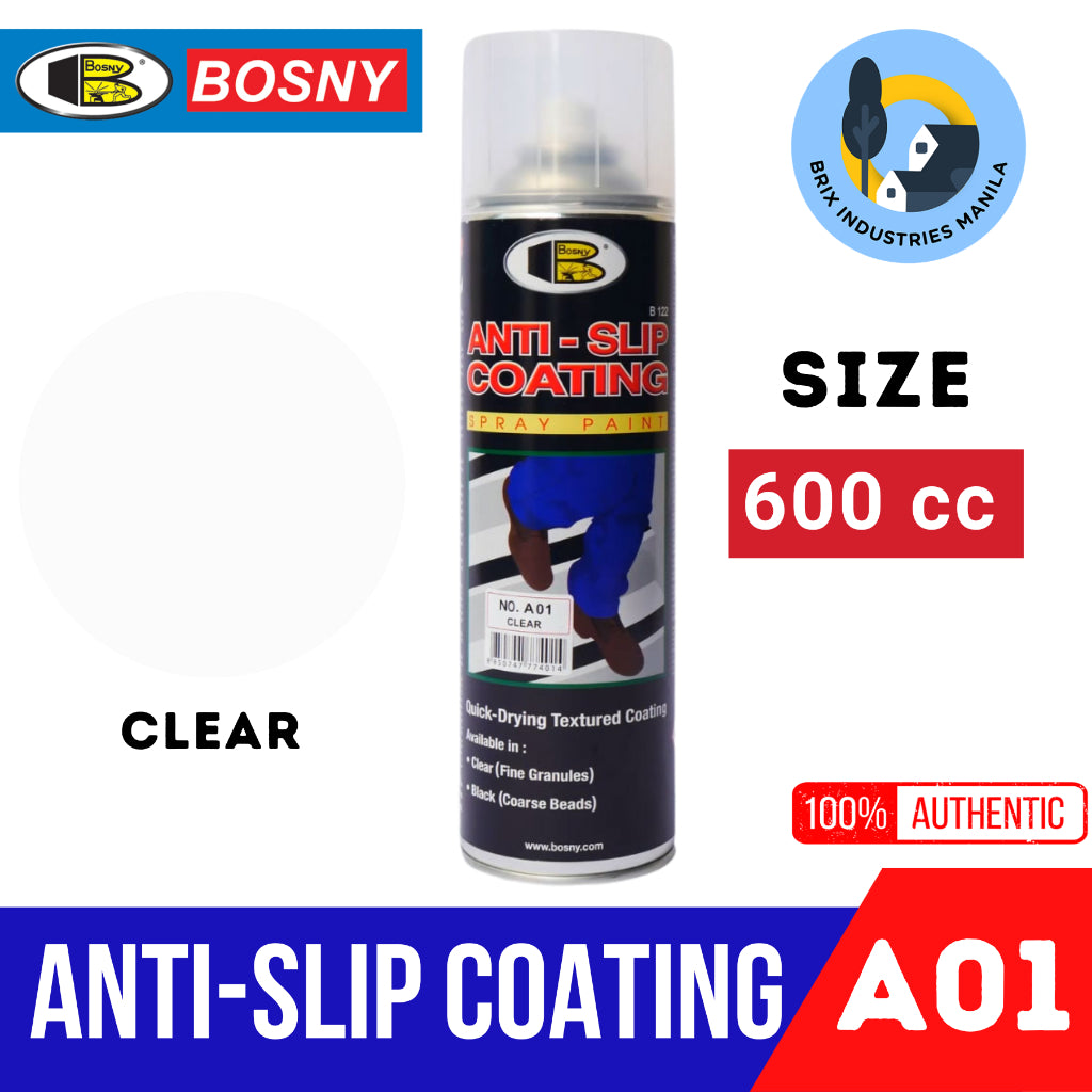 Bosny Anti-Slip Coating Spray Paint 600cc Black or Clear Quick-Drying Textured Coating