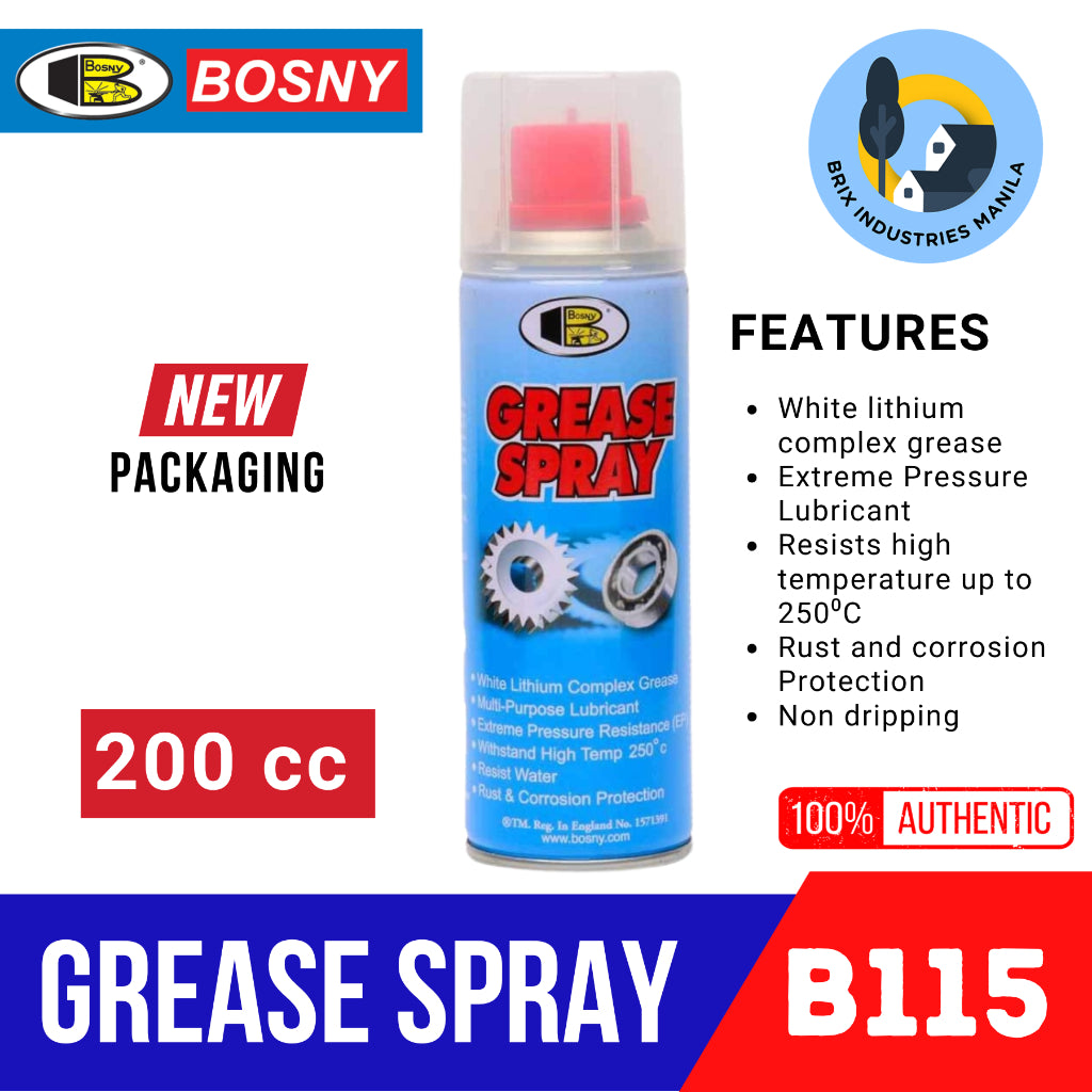 Bosny Grease Spray 200cc Multi-Purpose Lubricant White Lithium Complex Grease