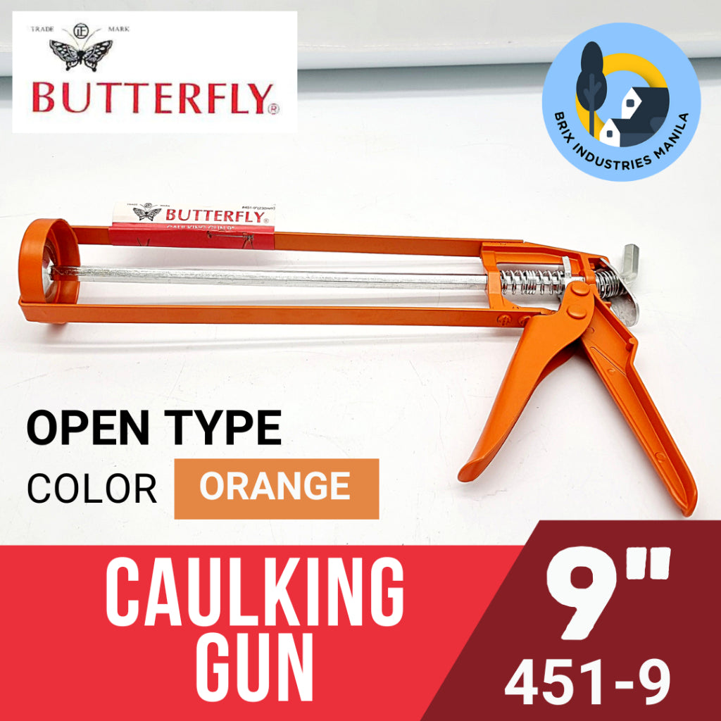 Butterfly Caulking Gun 9" Orange Open Type / Skeleton Type 451 Silicone Sealant