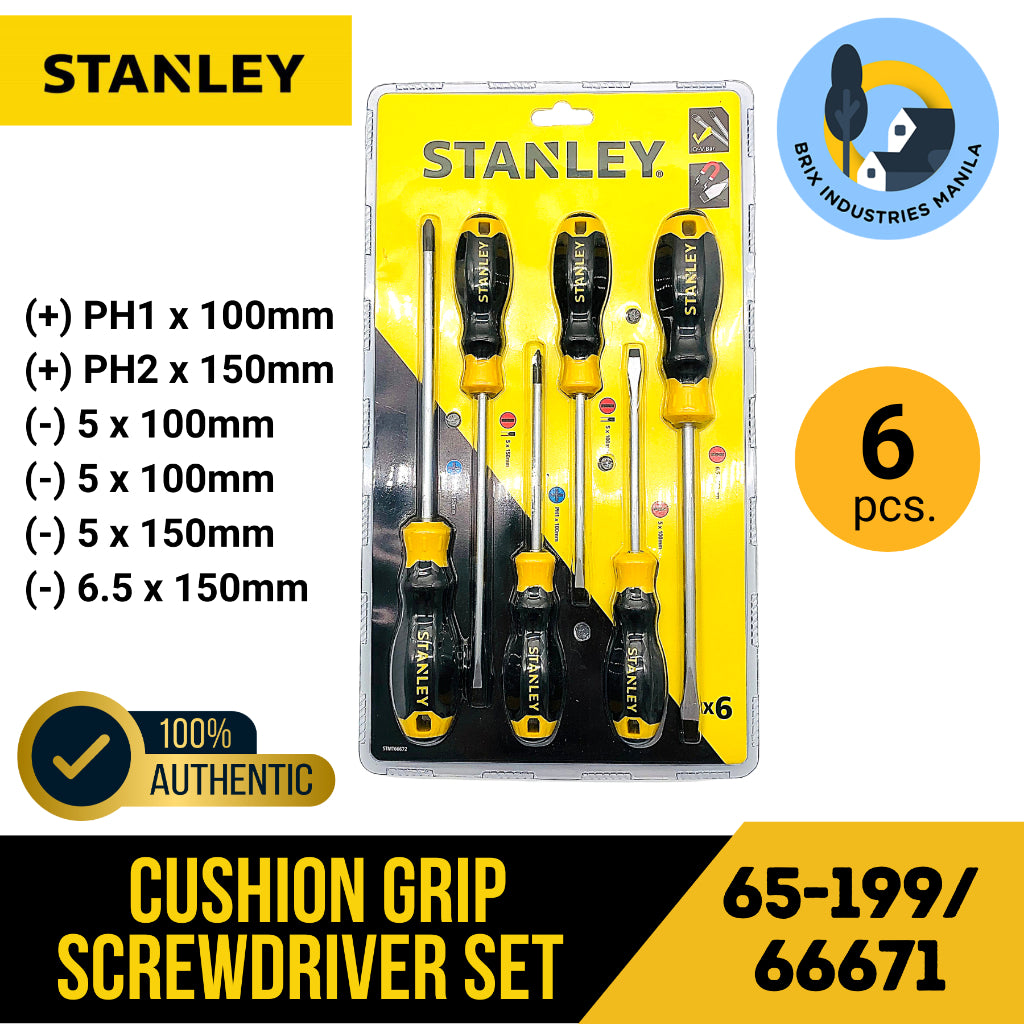 Stanley Cushion Grip Screwdriver Set 2pcs, 4pcs, 6pcs Flat and Phillips Screw Driver