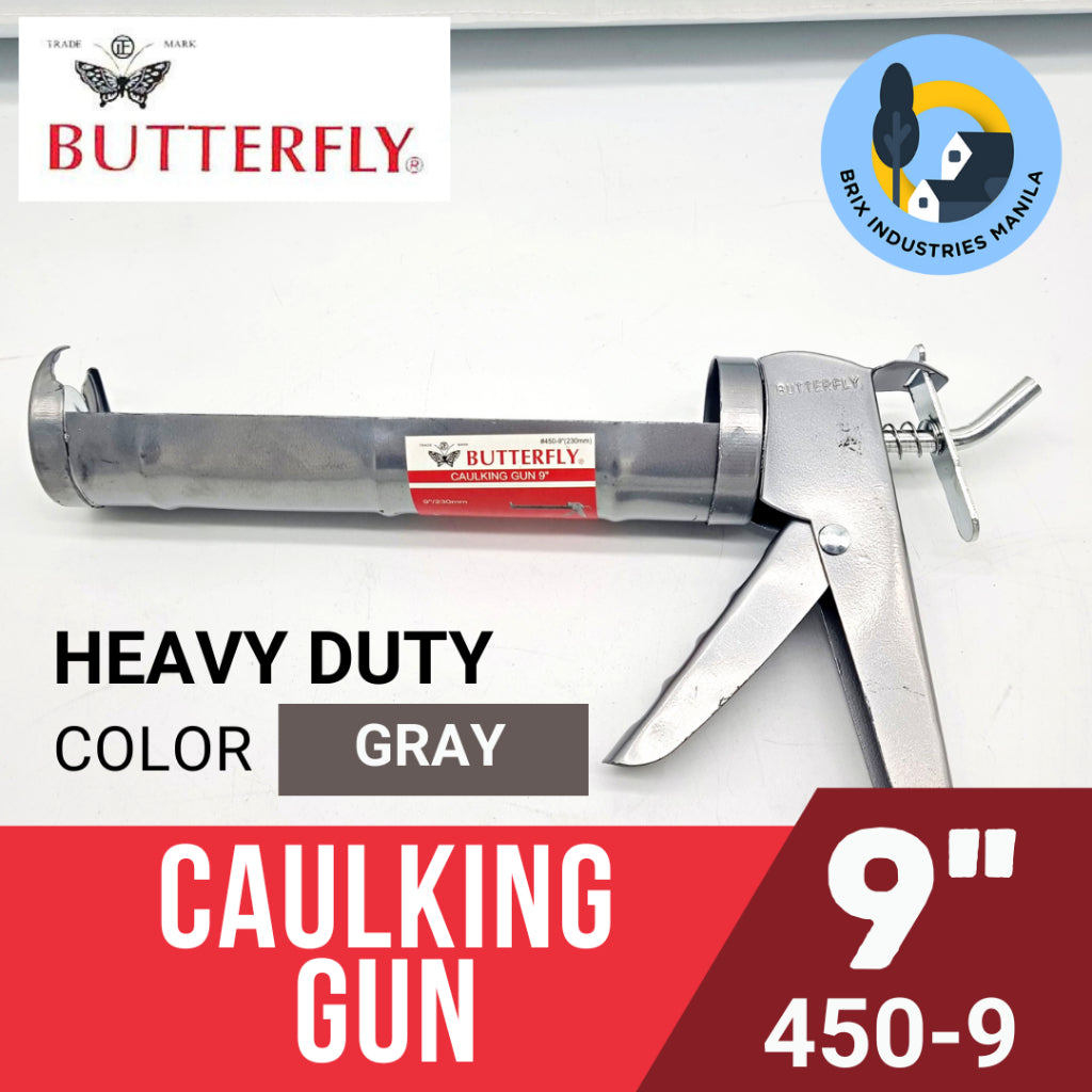 Butterfly Caulking Gun 9" Gray Heavy-Duty 450 Silicone Sealant
