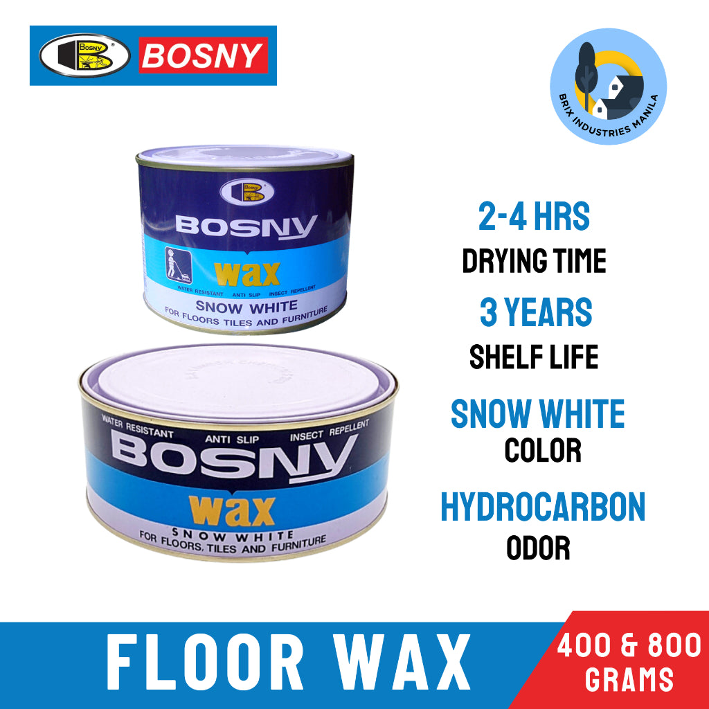 Bosny Wax Snow White 400g or 800g For Floor Tiles and Furniture Water-Resistant Anti-Slip