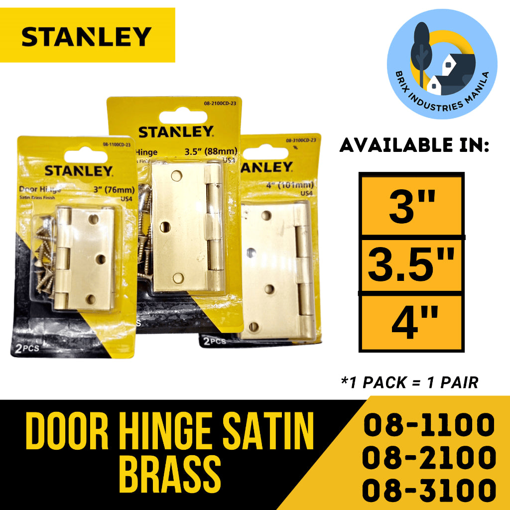 Stanley Loose Pin Hinges 3" 3.5" 4" Door Hinges Satin Brass Comes in Pair