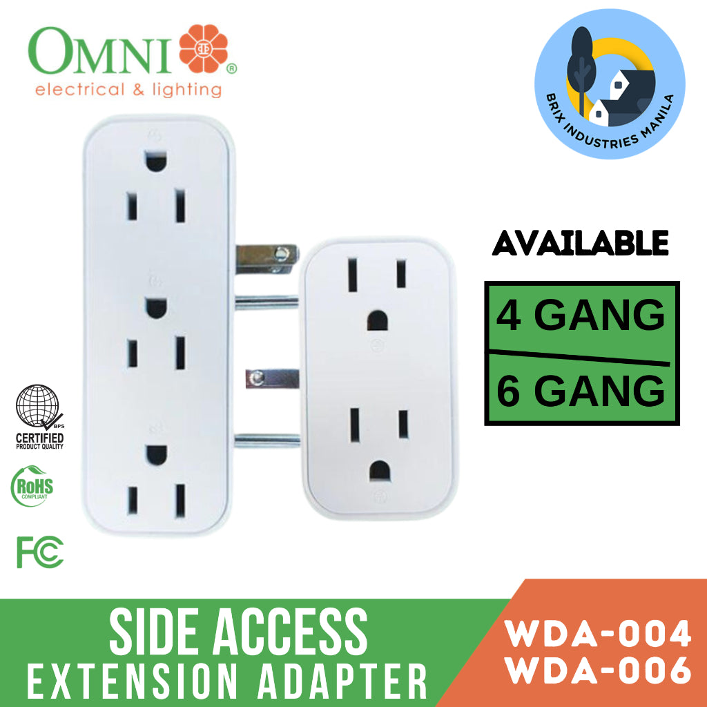 Omni 4 Gang or 6 Gang Side Access Multiple Socket Extension Adapter WDA-004 / WDA-006
