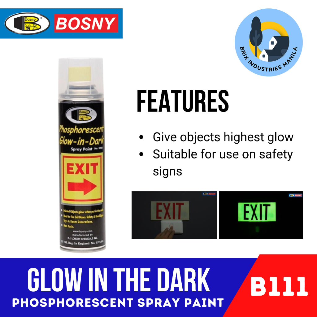Bosny Phosphorescent Glow-In-Dark Spray Paint No. 3000 B111