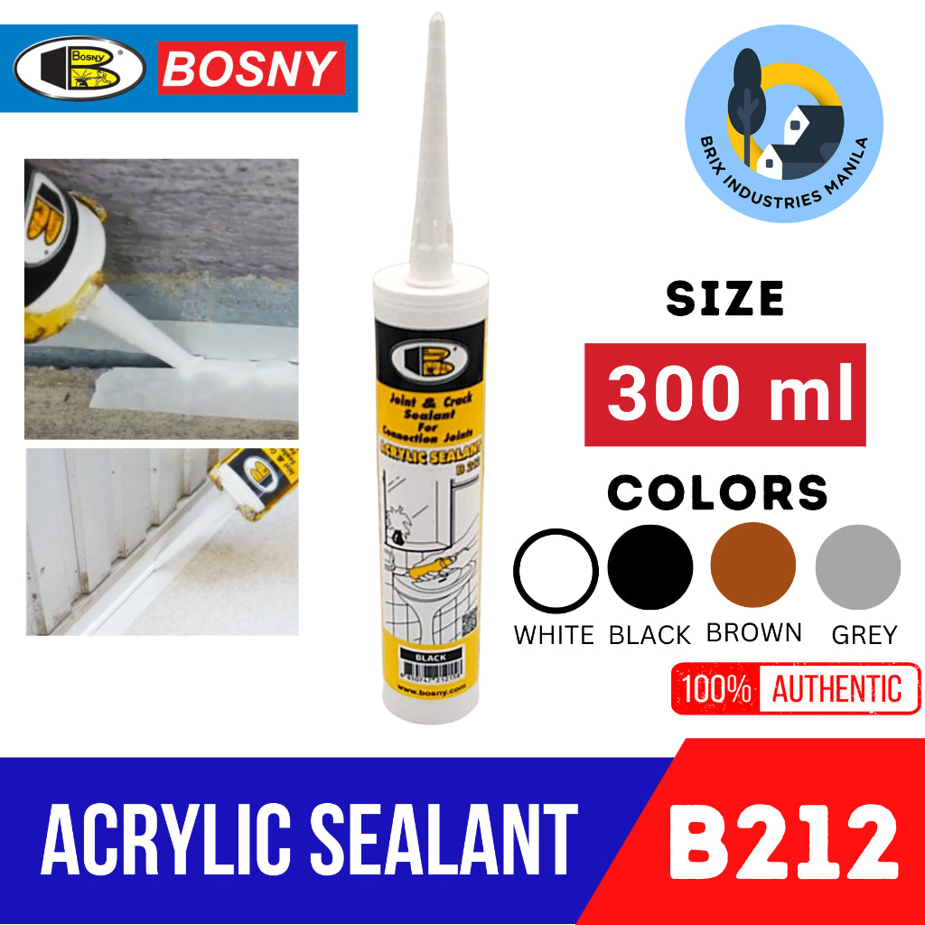 Bosny Acrylic Sealant 300ml B212 Black White Grey Brown