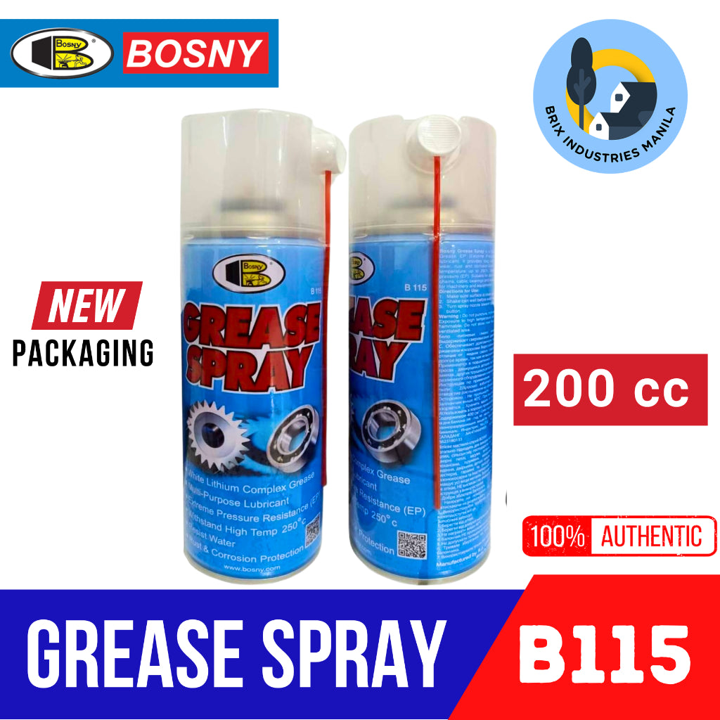 Bosny Grease Spray 200cc Multi-Purpose Lubricant White Lithium Complex Grease