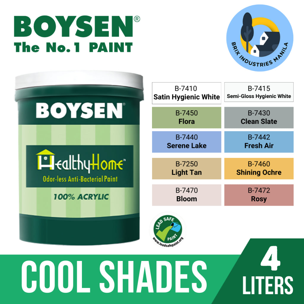 Boysen Healthy Home Odorless Antibacterial Latex Paint 4 Liter (Gallon) All Colors Available