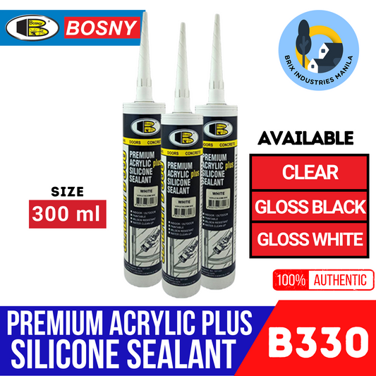 Bosny Premium Acrylic Plus Silicone Sealant 300ml B330 Clear Black or White