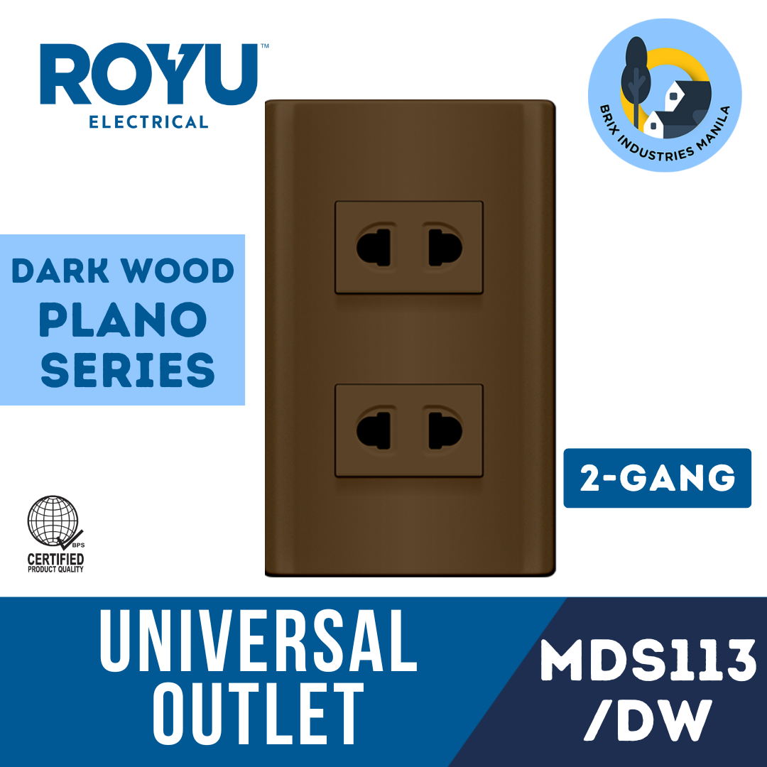 Royu Dark Wood Plano Series Universal Outlet Set 2 or 3 Gang MDS113/DW MDS115/DW