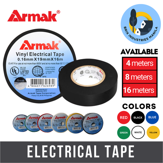 Armak Original Electrical Tape Black Blue Green Red White Yellow 4, 8 or 16 Meters Small Medium Big Sizes