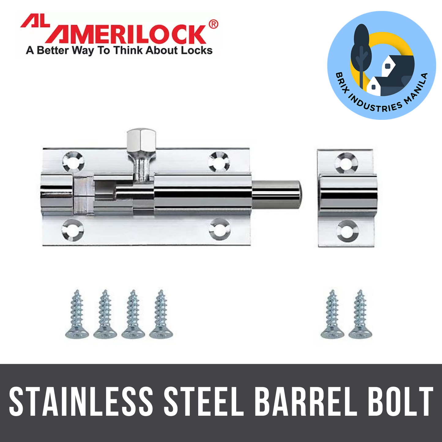 Amerilock Stainless Steel Barrel Bolt 2" 2.5" 3" or 4" Easy DIY