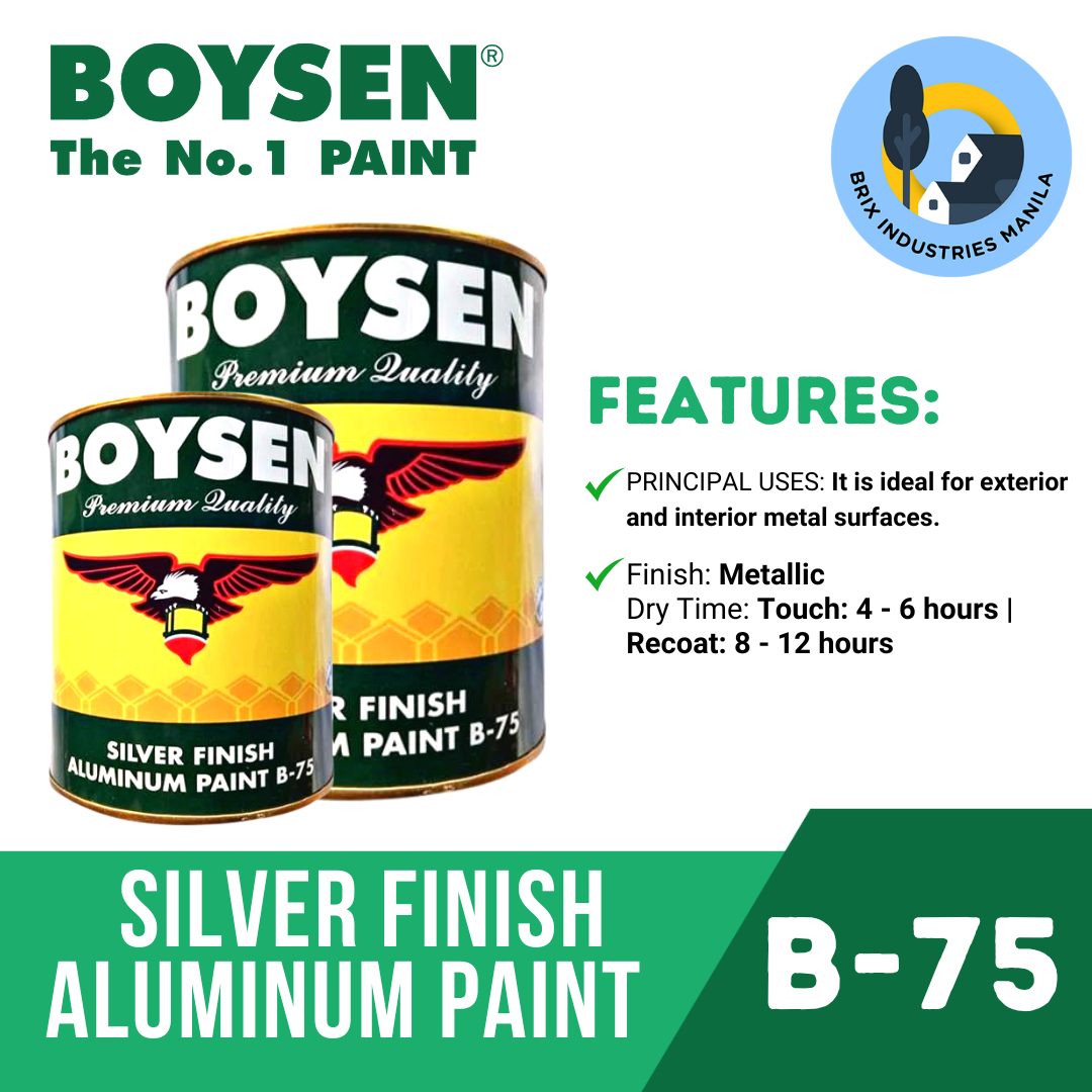 Boysen Silver Finish Aluminum Paint Liter or Gallon B-75 Metal Surfaces Brix Industries Manila