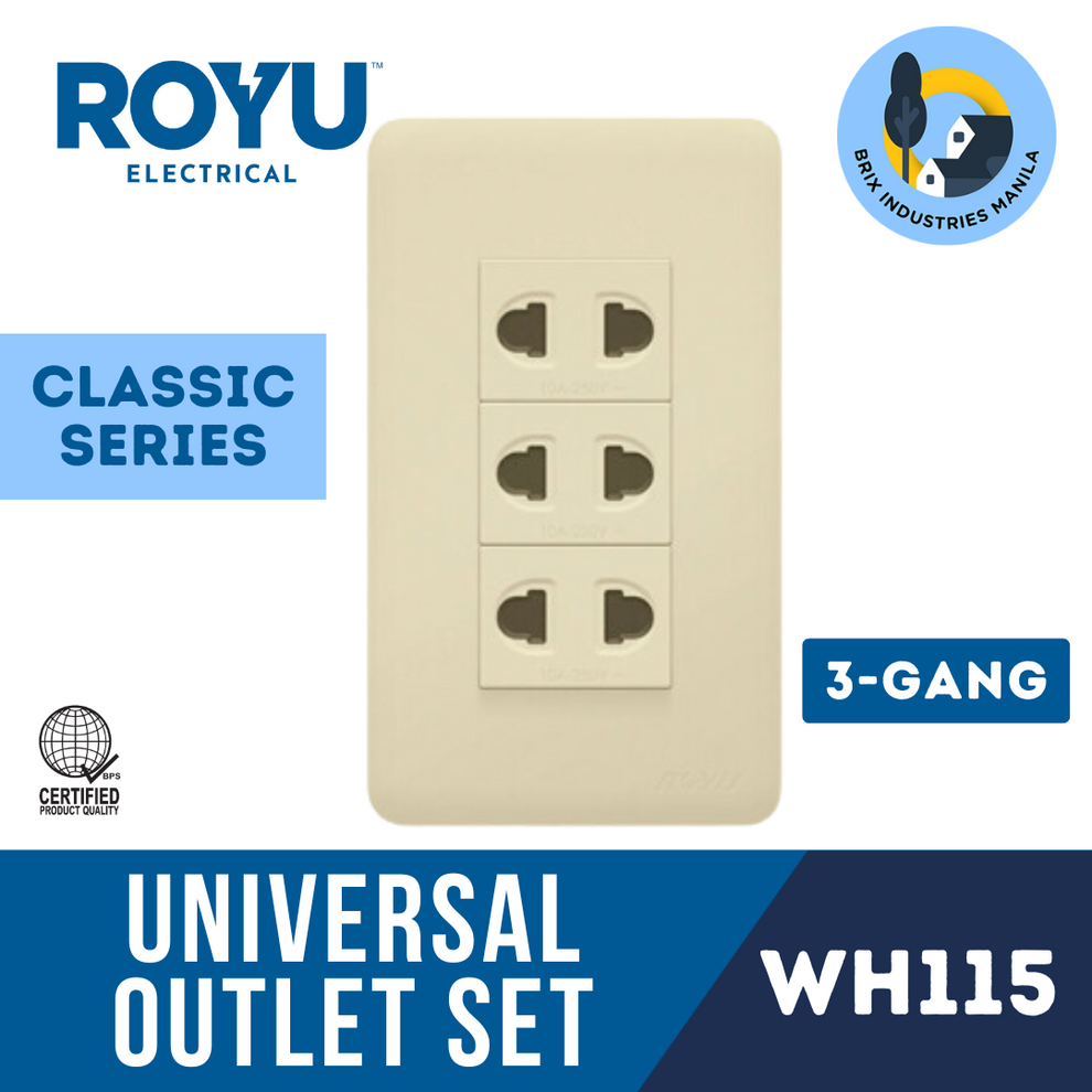 Royu Classic Series Universal Outlet Set 1 2 3 Gang WH111 WH113 WH115 ...