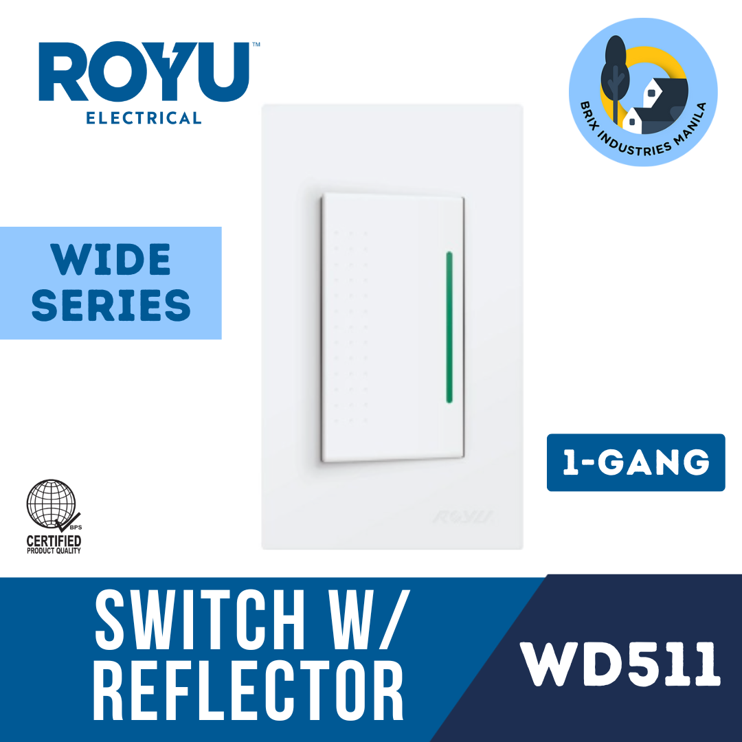 Royu Wide Series 1 Way Switch with Reflector Set 1 2 3 Gang WD511 WD513 WD515