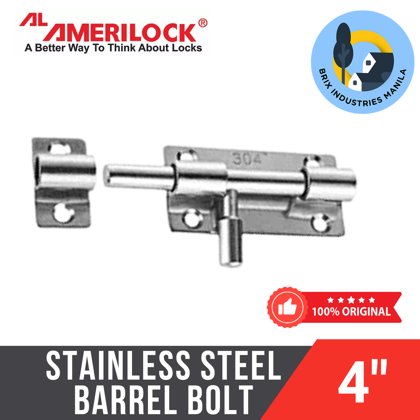Amerilock Stainless Steel Barrel Bolt 2" 2.5" 3" or 4" Easy DIY