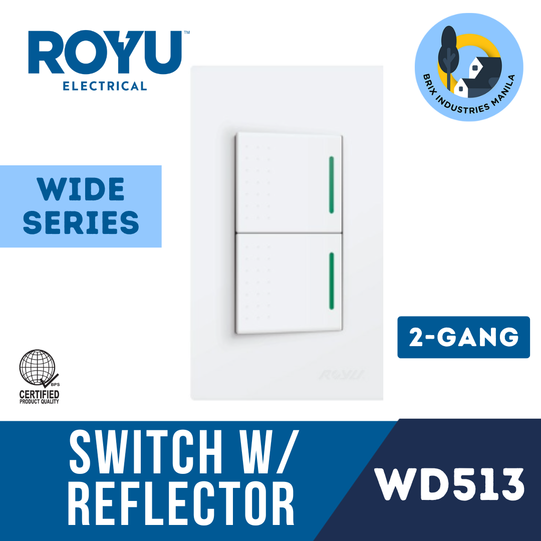 Royu Wide Series 1 Way Switch with Reflector Set 1 2 3 Gang WD511 WD513 WD515