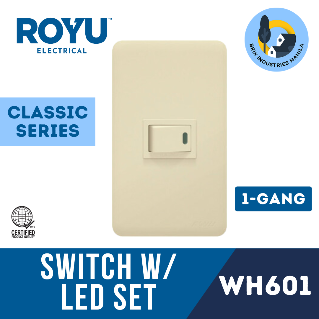Royu Classic Series 1 Way Switch with LED Set 1, 2 or 3 Gang WH601 WH603 WH605