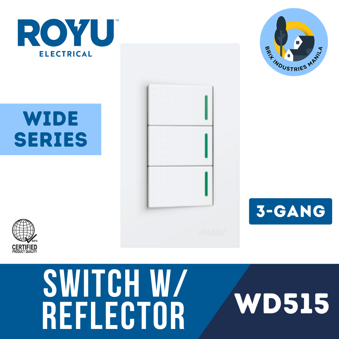 Royu Wide Series 1 Way Switch with Reflector Set 1 2 3 Gang WD511 WD513 WD515