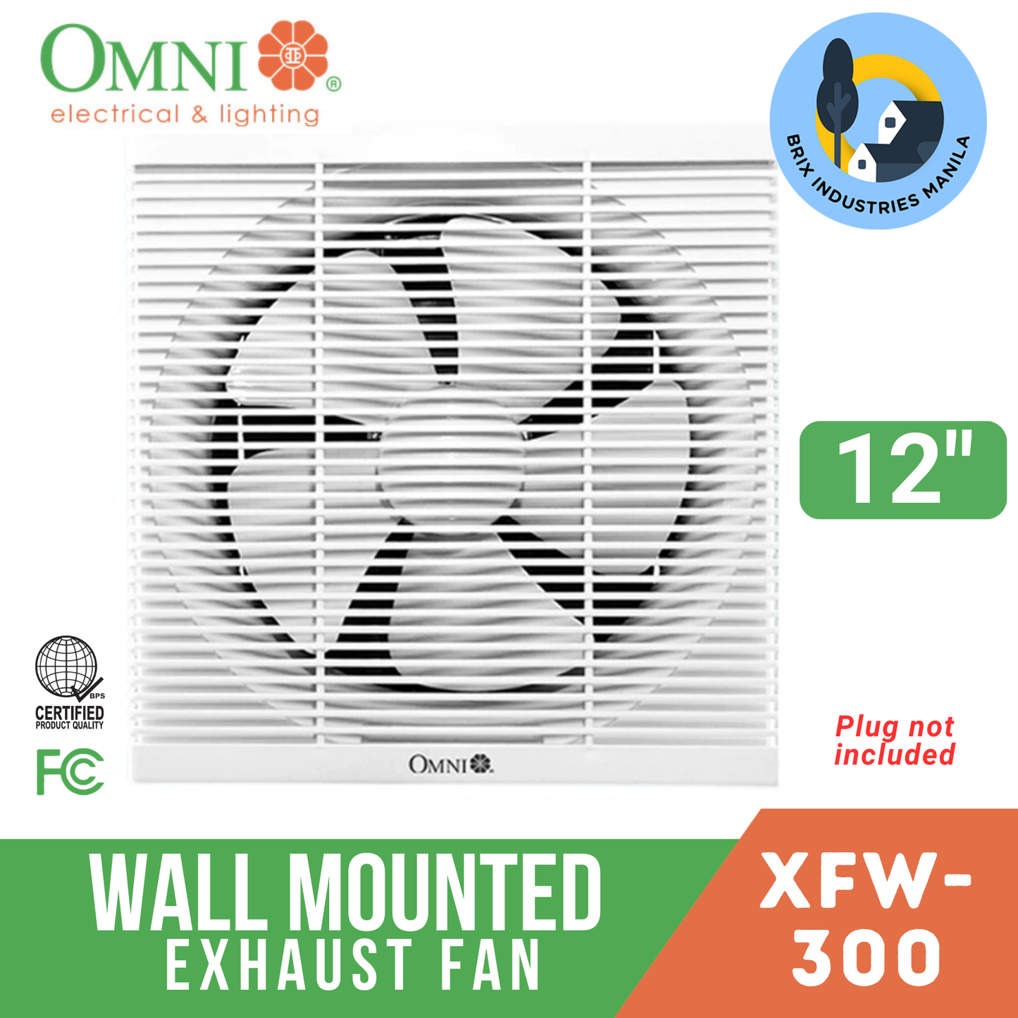 Omni Wall Mounted Exhaust Fan 8" (XFW-200) , 10" (XFW-250) and 12" (XFW-300) All Sizes Available <Brix Industries Manila>