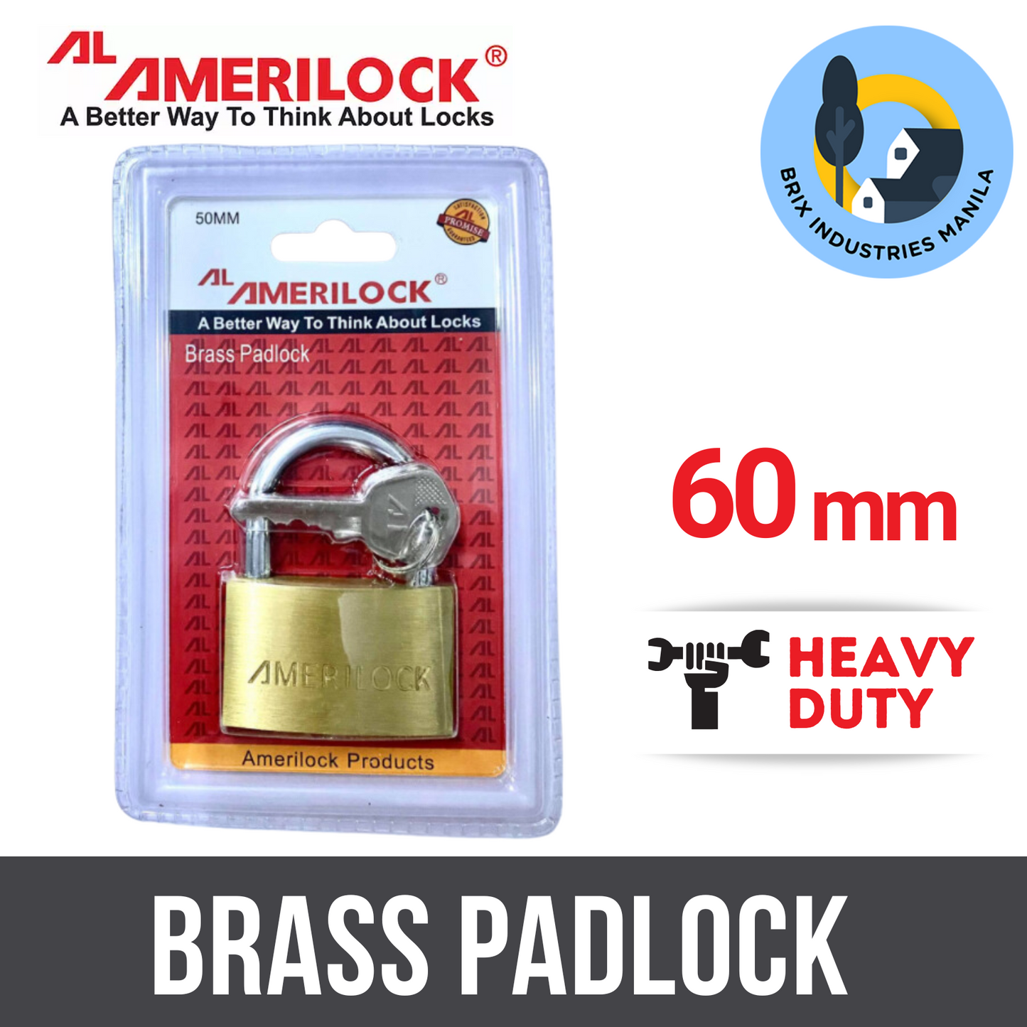 Amerilock Brass Padlock 20mm, 25mm, 30mm, 40mm, 50mm, 60mm Heavy Duty < Brix Industries Manila >
