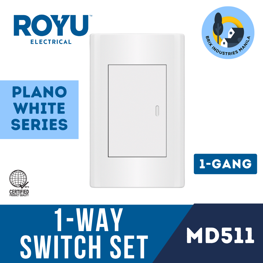 Royu White Plano Series 1 Way Switch Set 1 2 or 3 Gang MD511 MD513 or MD515