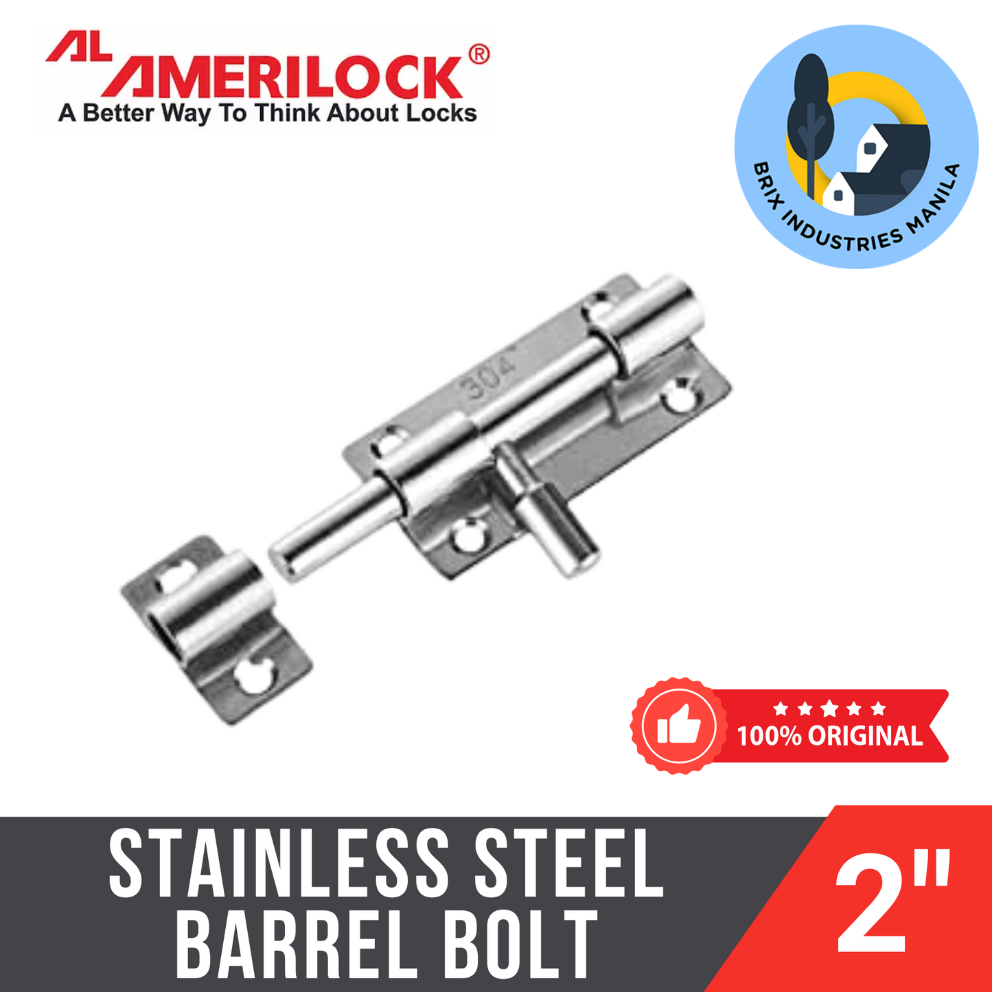 Amerilock Stainless Steel Barrel Bolt 2" 2.5" 3" or 4" Easy DIY