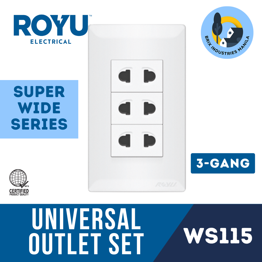 Royu Super Wide Series Universal Outlet Set 2 or 3 Gang WS113 WS115