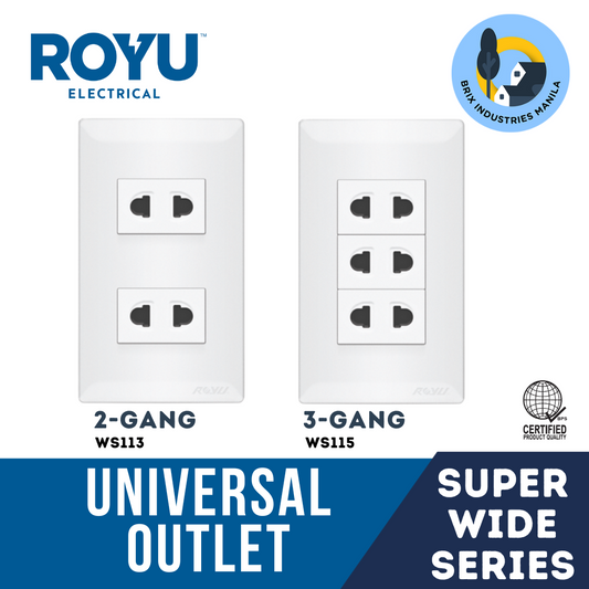 Royu Super Wide Series Universal Outlet Set 2 or 3 Gang WS113 WS115