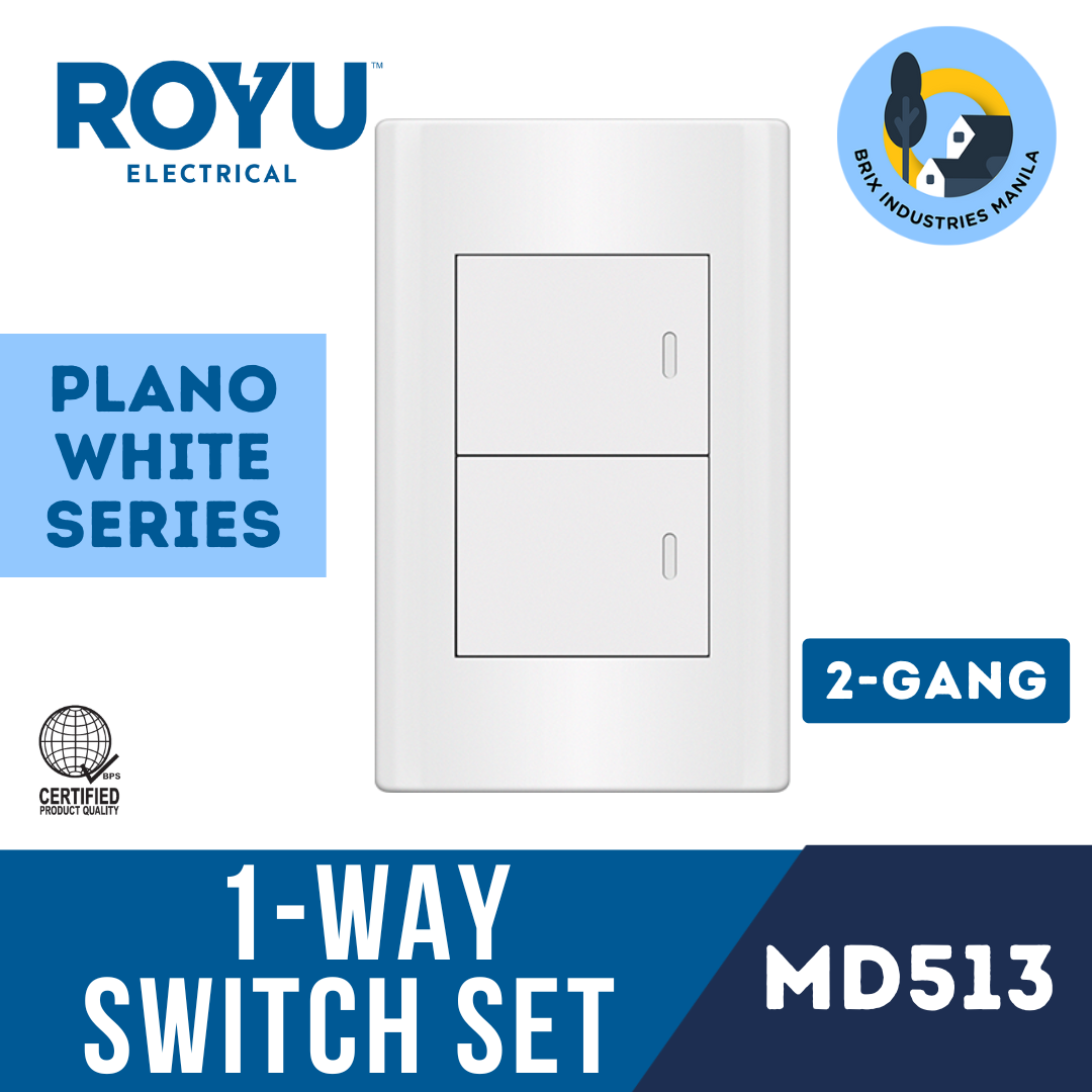 Royu White Plano Series 1 Way Switch Set 1 2 or 3 Gang MD511 MD513 or MD515