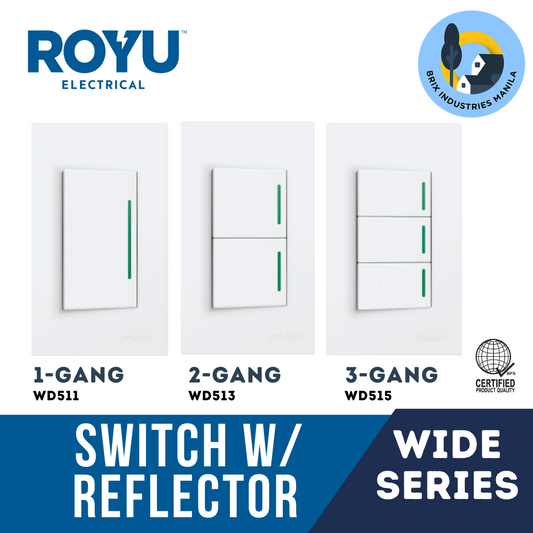 Royu Wide Series 1 Way Switch with Reflector Set 1 2 3 Gang WD511 WD513 WD515