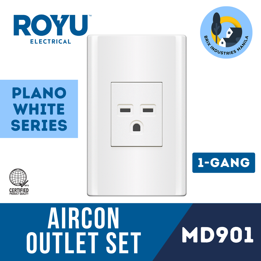 Royu White Plano Series 1 Gang Aircon Outlet Set MD901