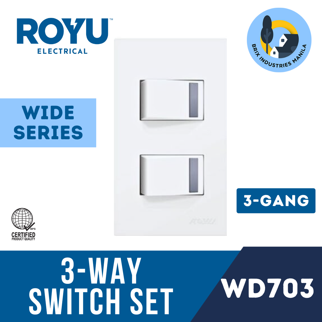 Royu Wide Series 3 Way Switch Set 1 or 2 Gang WD701 WD703
