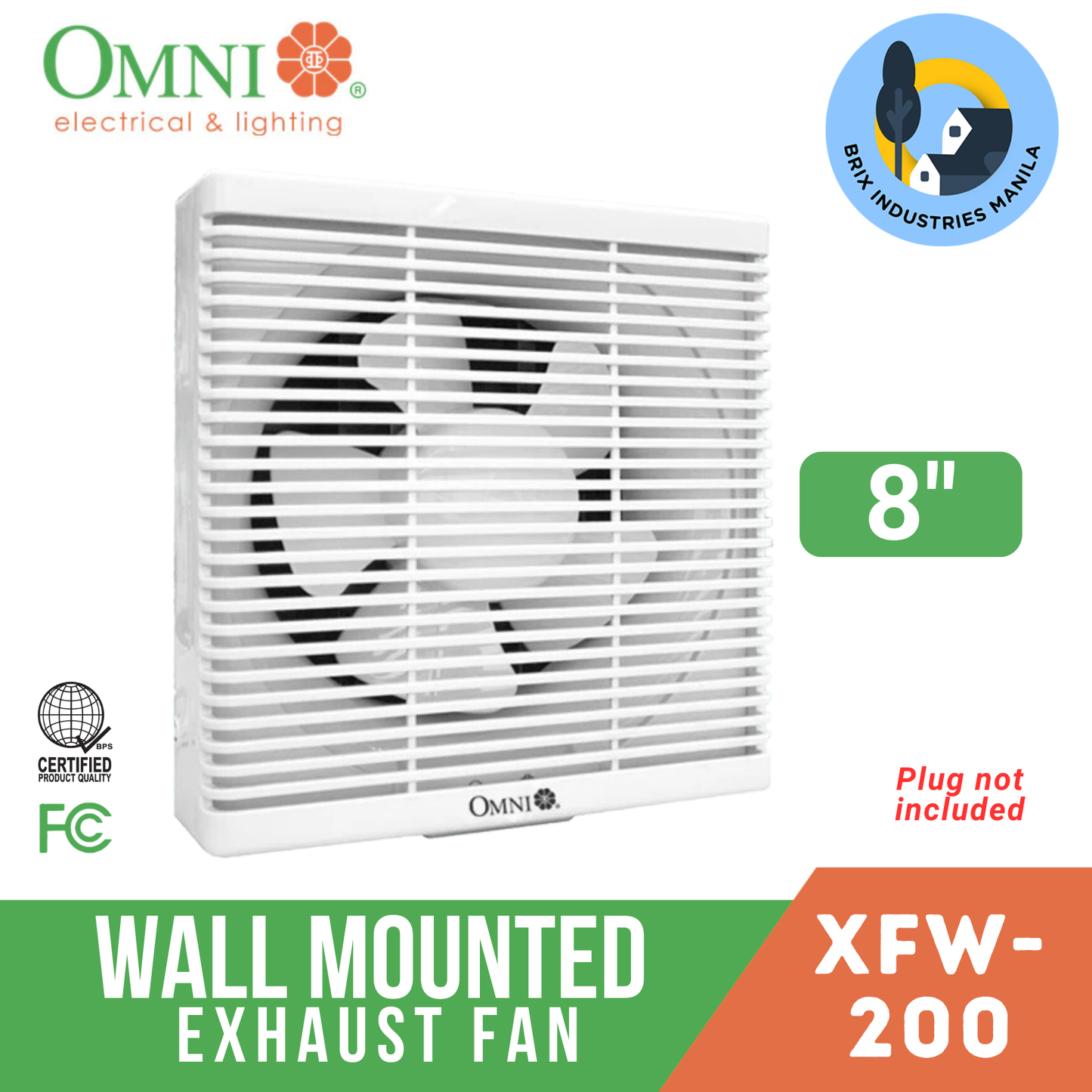 Omni Wall Mounted Exhaust Fan 8" (XFW-200) , 10" (XFW-250) and 12" (XFW-300) All Sizes Available <Brix Industries Manila>