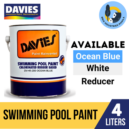 Davies Swimming Pool Paint Ocean Blue, White or Chlorinated Rubber Reducer 4L (Gallon) DV-45-200, DV-45-000 or DV-42