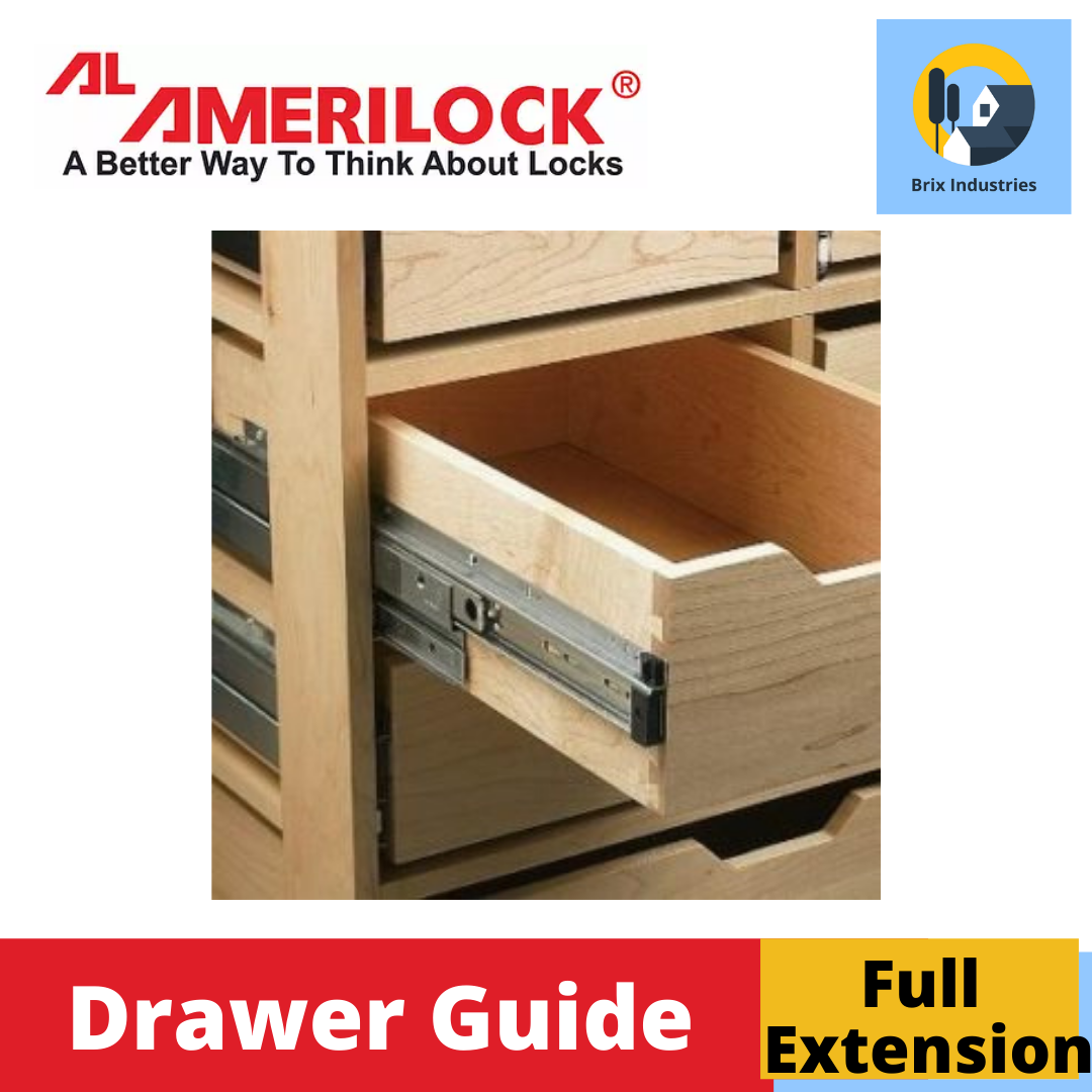 Amerilock Drawer Guide Full Extension Ball Bearing Drawer Slide Heavy Duty 12" 14" 16" 18" 20" 22" 24"