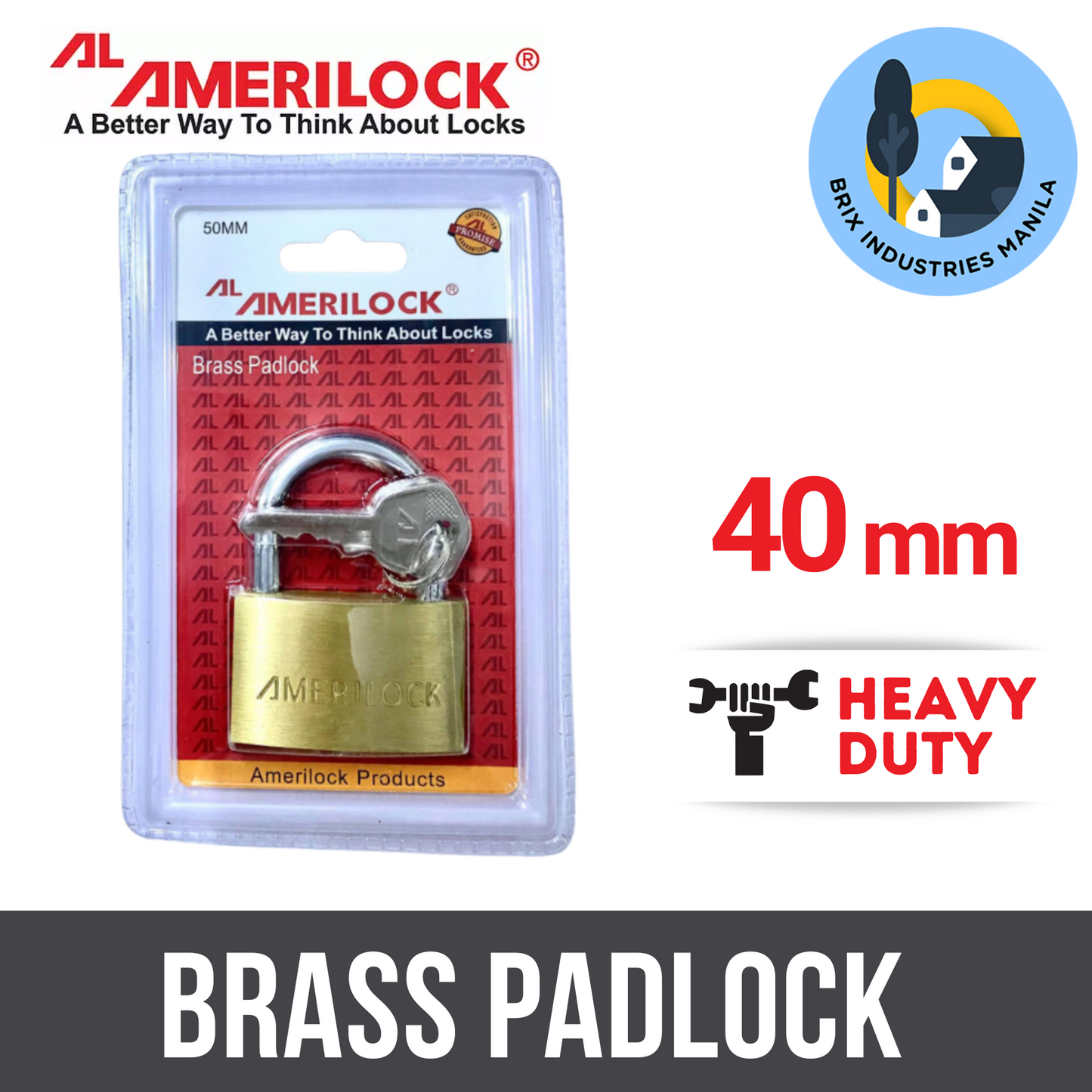 Amerilock Brass Padlock 20mm, 25mm, 30mm, 40mm, 50mm, 60mm Heavy Duty < Brix Industries Manila >